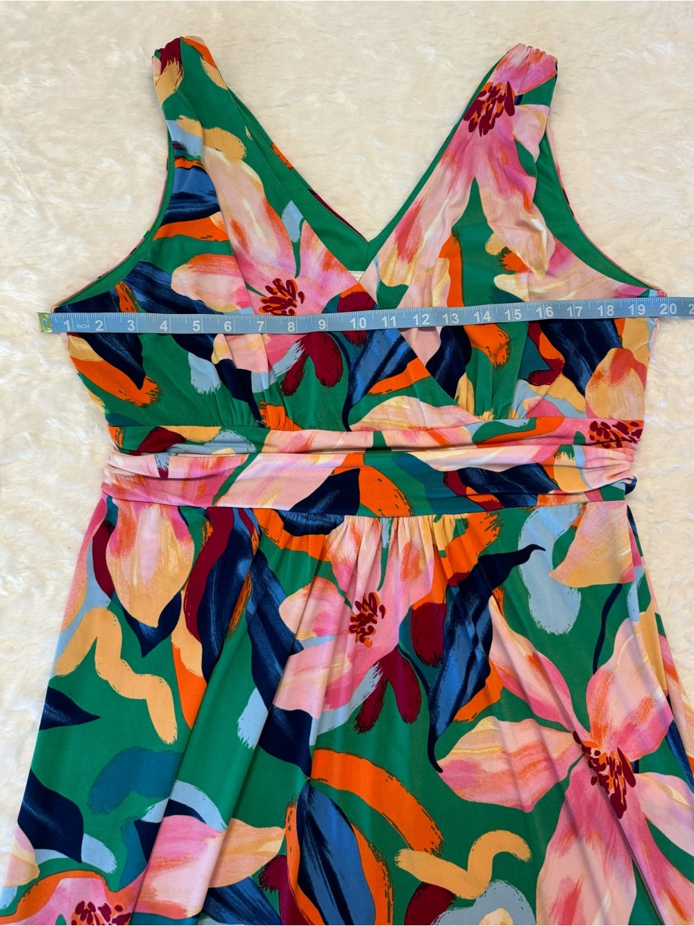 Pappagallo Tropical Floral V-Neck Maxi In Size Large - Picture 13 of 15